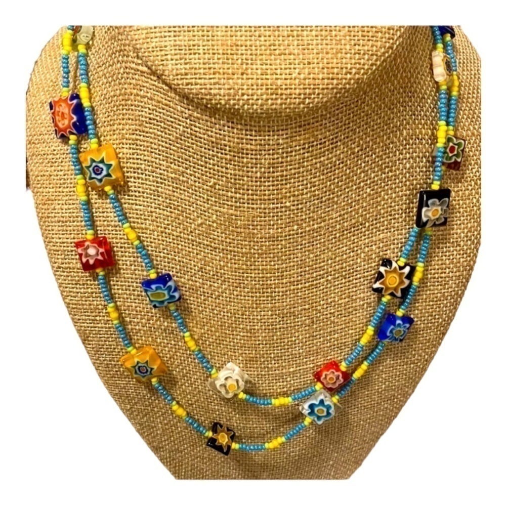 Native American Design 36 Inch Long Multi Colored Necklace